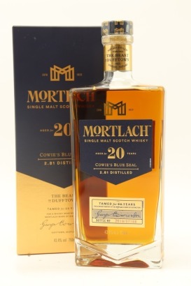 (1) Mortlach Cowie's Blue Seal 20 Year Old Single Malt Scotch Whisky, 43.4% ABV, 750ml (GB)