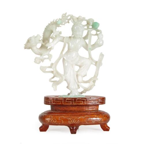 A Chinese Jade Carving of Fairy (fractured)