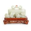 A Chinese Jade Carving Lidded Box with Lion-dog Knob