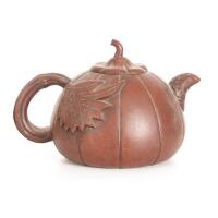 A Chinese Red Clay Melon-shaped Teapot