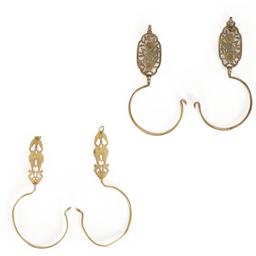 Two Pairs of Chinese Brass Hooks