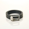 Montblanc, Stainless Steel Buckle / Black Cowhide Leather Belt, with Box - As new