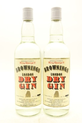 (2) Brownings London Dry Gin, 40% ABV, 750ml, Circa. 1970's