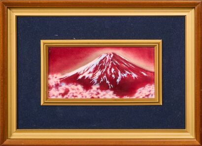 A Japanese 20th Century Rectangular Cloisonn&eacute; Enamel Plaque, Mounted in a Frame