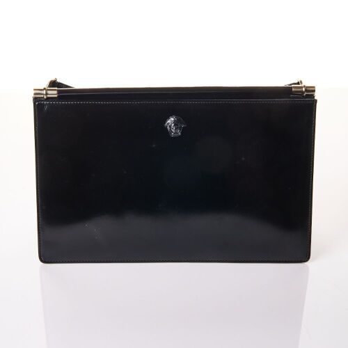Versace, Black Patent Leather Medusa Shoulder Bag, circa 1990's