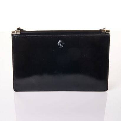 Versace, Black Patent Leather Medusa Shoulder Bag, circa 1990's