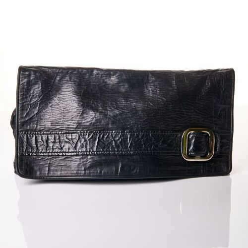 Prada, Black Leather Buckle Clutch, circa 2012