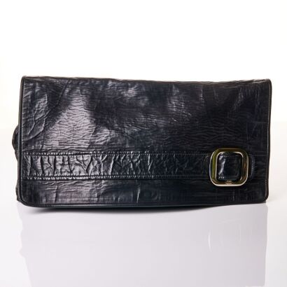 Prada, Black Leather Buckle Clutch, circa 2012
