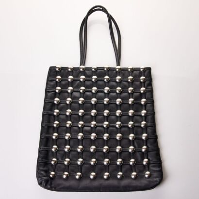 Alexander Wang, Black Leather, Dome Stud Cage, Shopper Bag