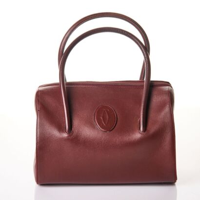 Cartier, Vintage, Must de Cartier Bordeaux Leather Boston Bag