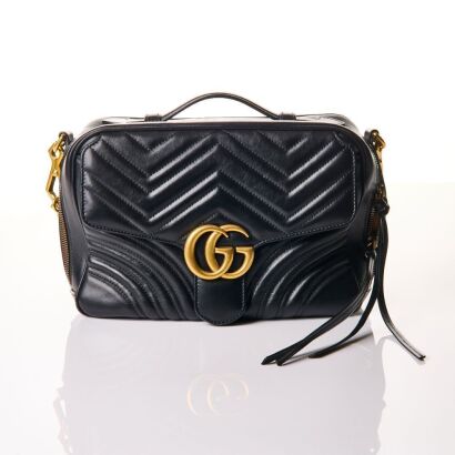 Gucci GG Marmont Black Matelasse Leather Small Bag