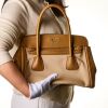 Prada, Beige Caramel Corda Canvas Leather Lux Tote - 5