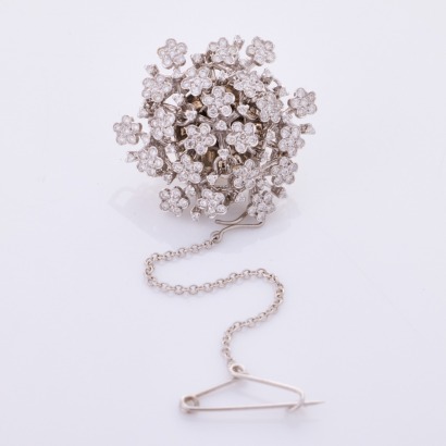 Pasquale Bruni, 18ct White Gold, 'Prato Fiorito' .87ct Diamond Pin Brooch / Pendant