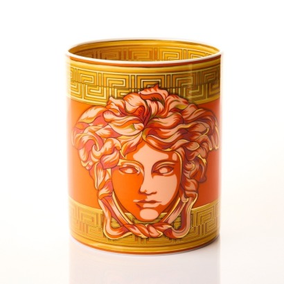 Versace, Medusa Amplified Orange Coin Porcelain Vase