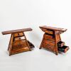 A Set of Two Chinese Old Elmwood Shoe Polishing Small Cabinets