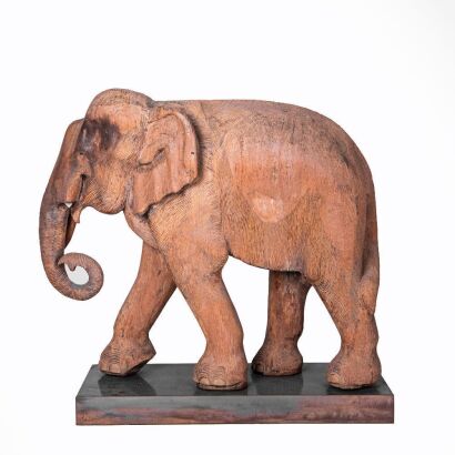 A Carved Wooden Elephant from Asia