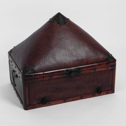 A Chinese 19th Century Qing Dynasty Bamboo-Woven Wardrobe Box