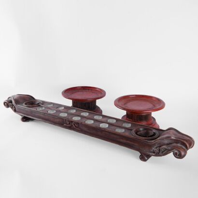A Group of Three South Asian Wooden Objects