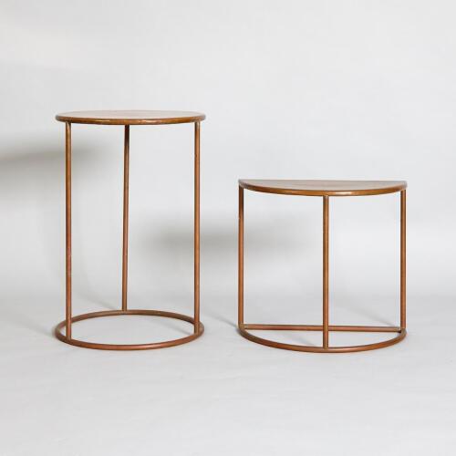 A Pair of Stephane Rondel Copper Sidetables