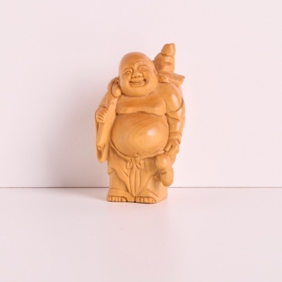 A Wood Netsuke of a Rotund Man, Japan