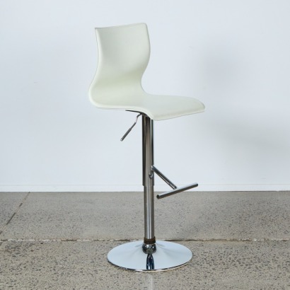 A Sun 3 Swivel Barstool White Leather with Chrome
