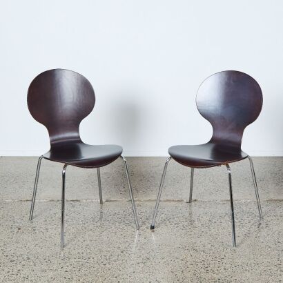 A Pair of for med Plywood Chairs