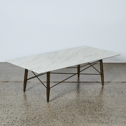 A Marble and Brass Coffee Table