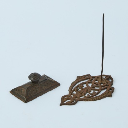 An Antique Cast Iron Desk Set