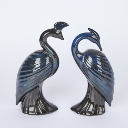 A Pair of Vintage Ceramic Cranes