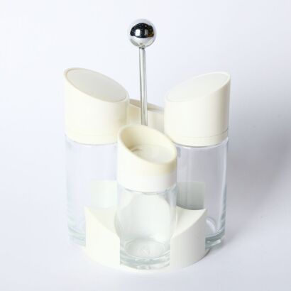 A White Oil and Vinegar Table Centerpiece