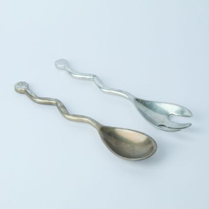A Pair of Wave Handled Aluminium Salad Servers