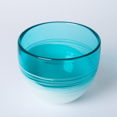 A White and Blue Art Glass Bowl