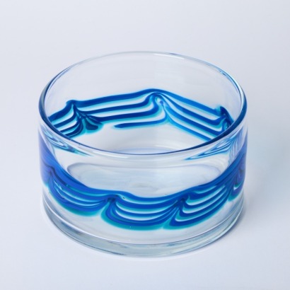 A Johansfors Glasbruk Blue Waves Bowl