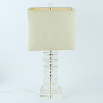 A Robert Abbey Stacked Crystal Modernist Lamp