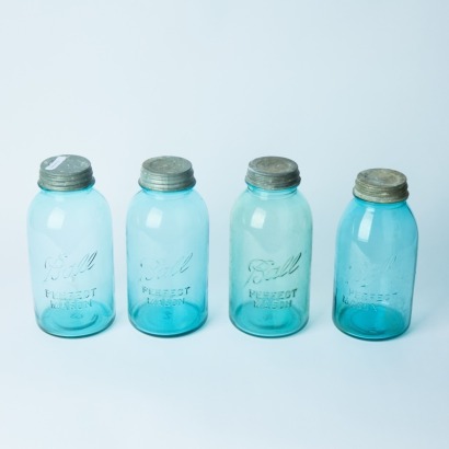A Set of Four Large Vintage Ball Mason Jars