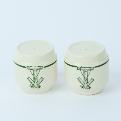 A Pair of Crown Lynn Monogram Salt and Pepper