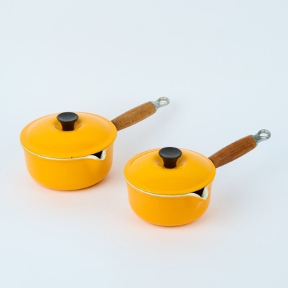 A Set of Pair Le Creuset Saucepans, Sizes 14 and 16