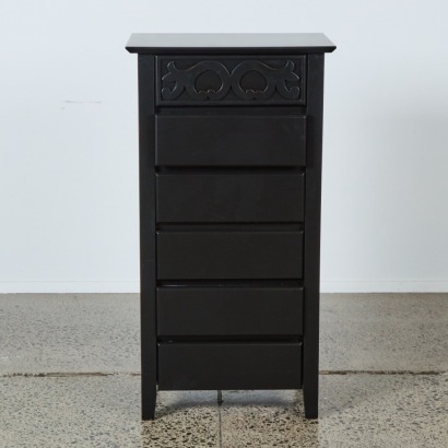 A Black Six Drawer Tallboy