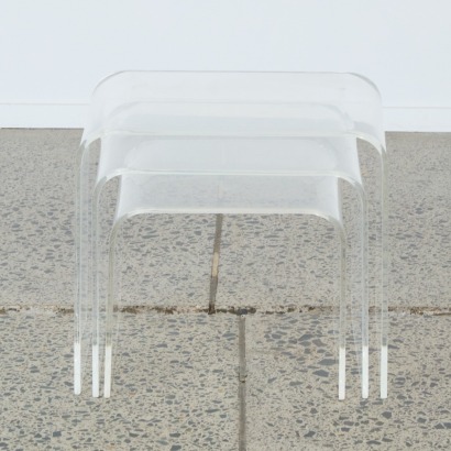 A Trio of Vintage Perpex Transparent Nest of tables