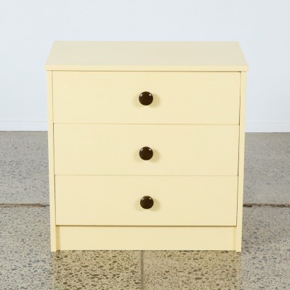 A Lemon Coloured Three-Drawer Cabinet