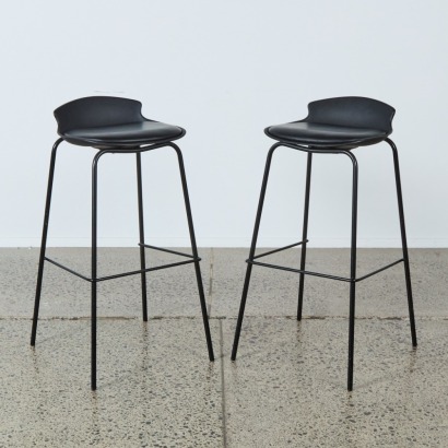 A Pair of Modern Black Barstools
