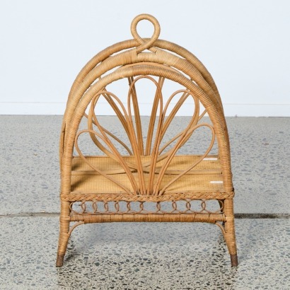 A Vintage Bamboo Wicker Magazine Rack