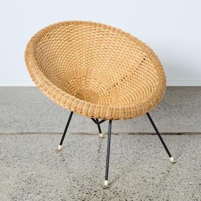 A John Crichton Blind Foundation Rattan Cane Easy Chair c. 1950s