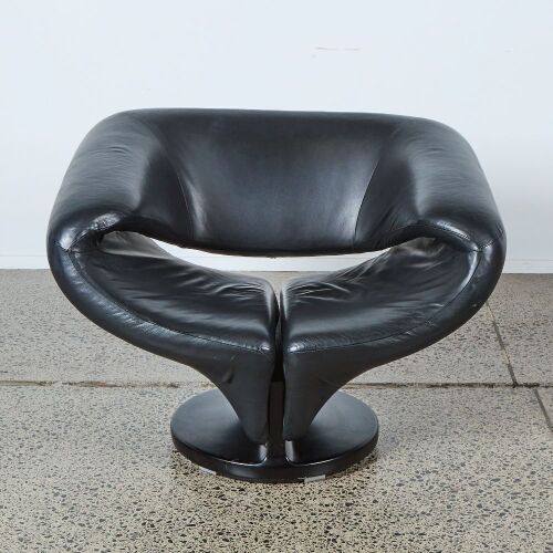A Moroso Style Swivel Armchair in Black