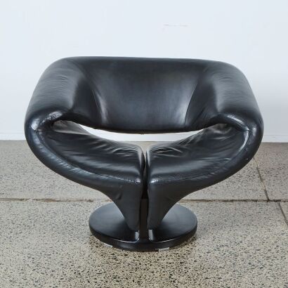 A Moroso Style Swivel Armchair in Black
