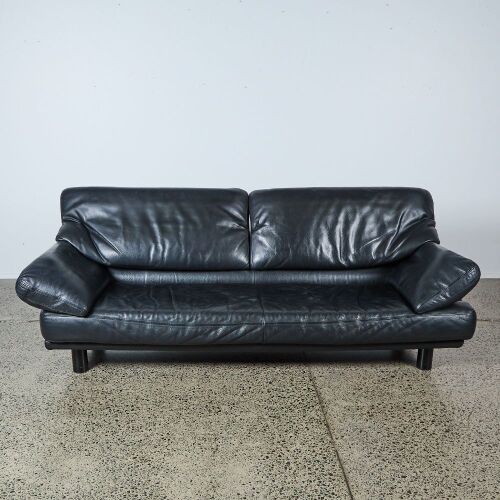 A Black Leather Postmodern Sofa