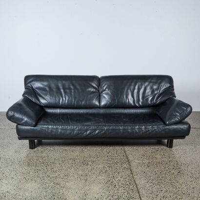 A Black Leather Postmodern Sofa