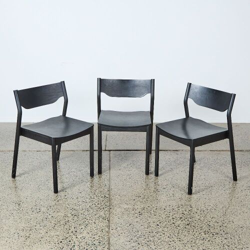 A Set of Three Tangerine Chairs