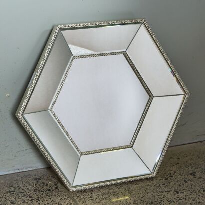A Hexagonal Beveled Beaded Mirror