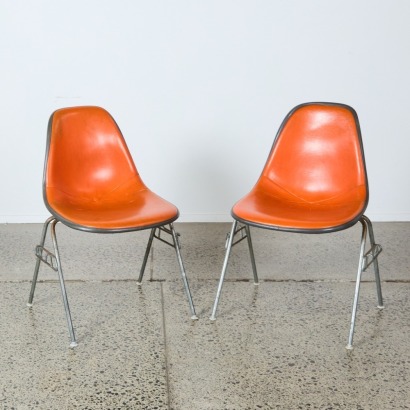 A Pair of DSS Stacking Chairs Charles & Ray Eames A/F